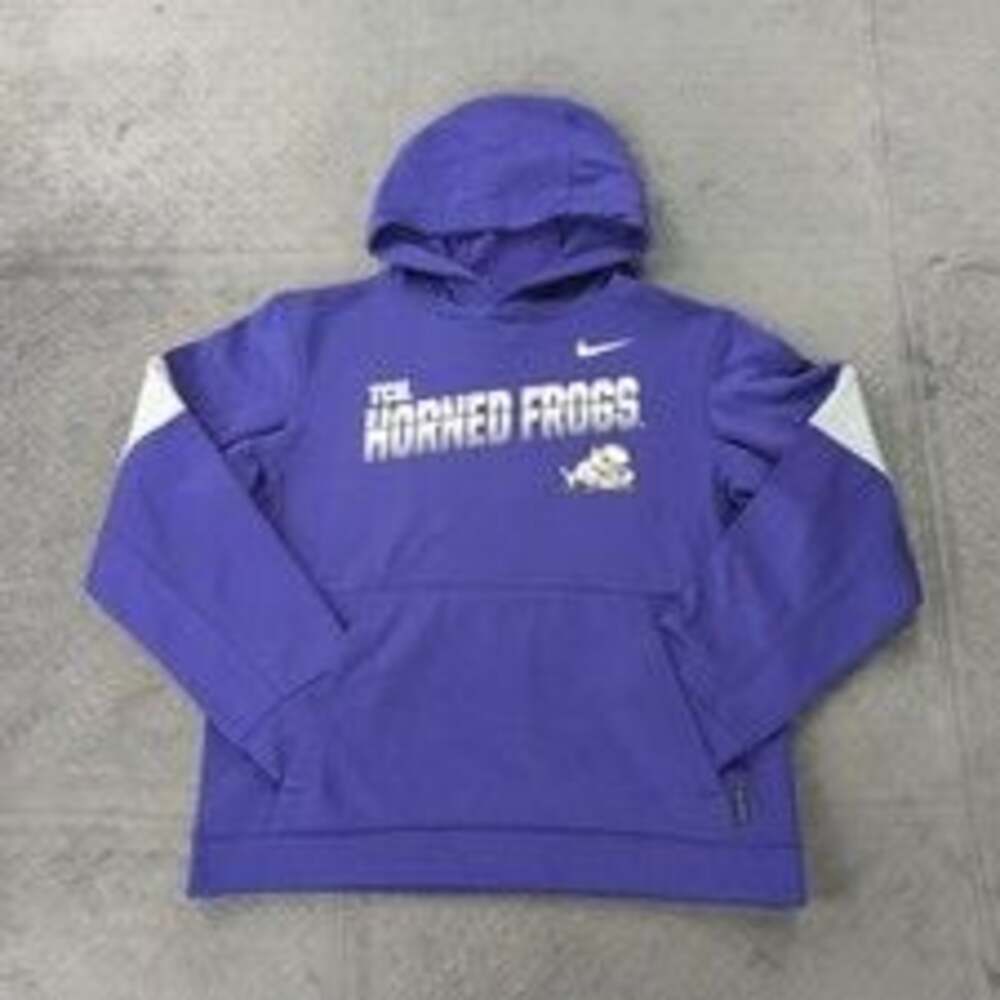 Nike Dri Fit TCU Horned Frogs Hoodie Sweatshirt Purple Boys Youth XL